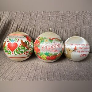 Vintage 1978-1981 Hallmark/ WWA Satin Ball Christmas Tree Ornaments Set Of 3